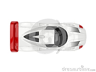 White concept super car with red decals - top view Stock Photo
