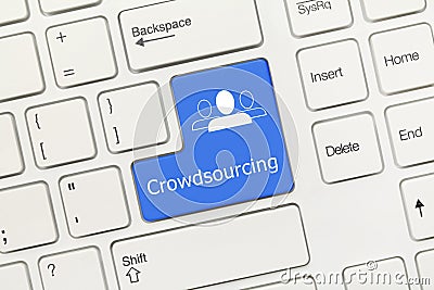 White conceptual keyboard - Crowdsourcing blue key Stock Photo