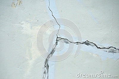 A white concrete wall fracture of the building Stock Photo