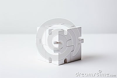 White connect part piece idea solution jigsaw concept challenge puzzle Stock Photo