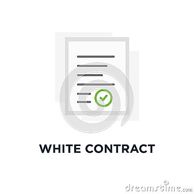 white contract document like treaty icon, symbol of announcement card or request to summary concept cartoon smart trend modern Vector Illustration