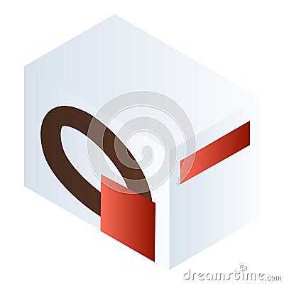 White cookie box icon, isometric style Vector Illustration