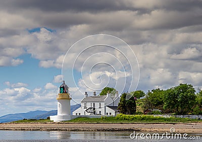 White Corran Lighthouse bathed in summer sunshine Stock Photo
