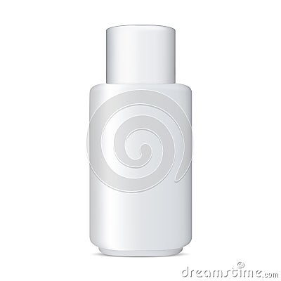 White Cosmetic Bottle Mockup. Advertising Product Vector Illustration