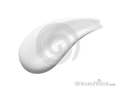 White cosmetic cream texture. Lotion smear isolated on white background. Beauty skin care product swipe. BB cream swatch Stock Photo
