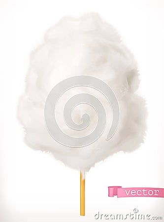 White cotton candy. Sugar clouds 3d vector icon Vector Illustration