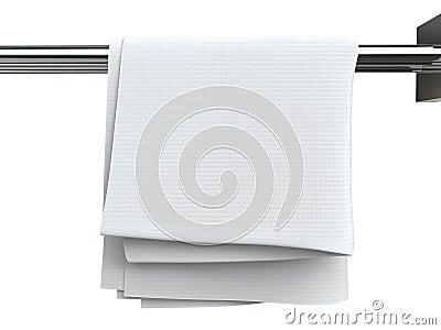 White cotton clean cloth hanging on a cloth rack Stock Photo