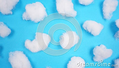 White cotton texture is soft, fluffy wadding blue background just look like air, sky Stock Photo