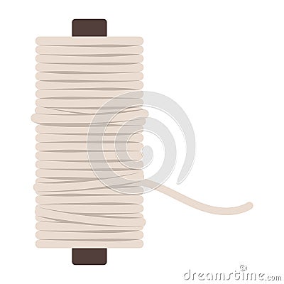 White cotton thread spool isolated Vector Illustration