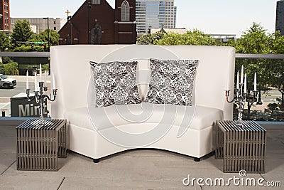 White Couch Outside Stock Photo