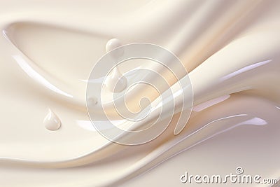 White Cream Fluid Flowing on White and Cream Background Stock Photo