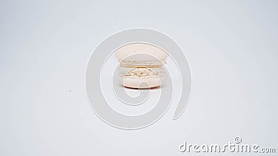 White cream macaron sweet French dessert with cream isolated on white background Stock Photo