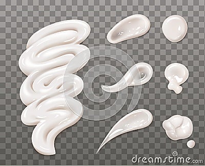 White cream smear, cosmetic sunscreen, lotion Vector Illustration