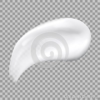 White cream smear isolated on transparent background. Realistic skincare make up swatch. Vector illustration of cosmetic Vector Illustration