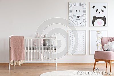 Crib in baby room Stock Photo