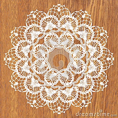 White crochet doily. Vector Illustration