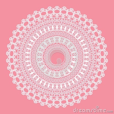 White crochet doily. Vector Illustration