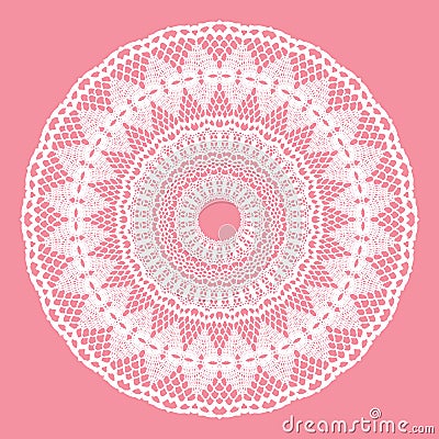 White crochet doily. Vector Illustration