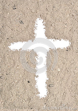 White cross in ash Stock Photo