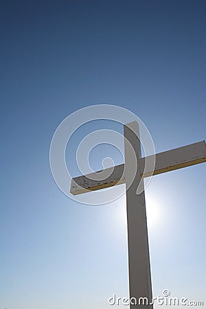 White cross with blue sky Stock Photo