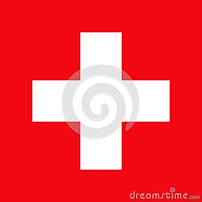 White cross in a red circle which is used to refer to medicine Vector Illustration