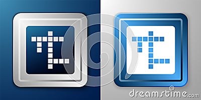 White Crossword icon isolated on blue and grey background. Silver and blue square button. Vector Vector Illustration