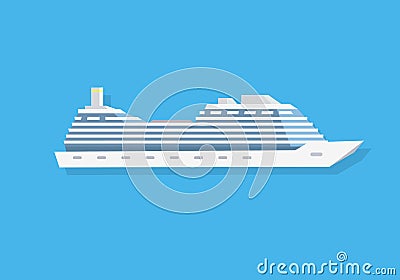 White Cruise Boat Vector Illustration