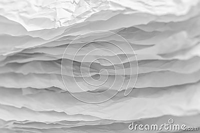White crumpled paper layers stack art background Stock Photo