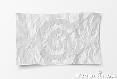White crumpled paper sheet background. Wrinkled paper texture clean Vector Illustration