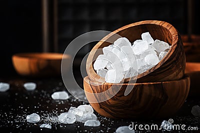 White crystal candy sugar, brown background, selective focus Stock Photo