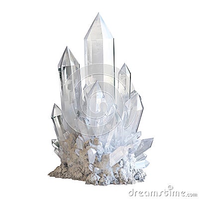 White crystal 3d rendering front view isolate Stock Photo