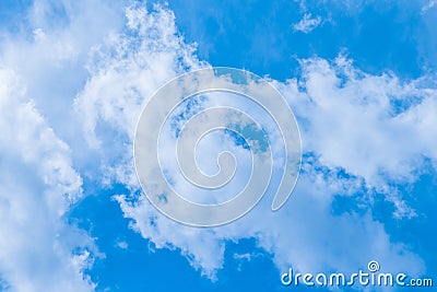 White cumulus clouds blue sky natural background weather change wind Stock Photo