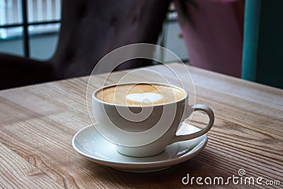 White cup of cappuccino Stock Photo