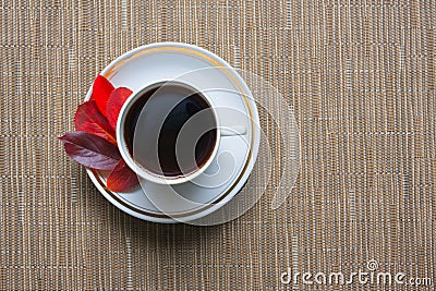 White cup of coffee on a beige background Stock Photo