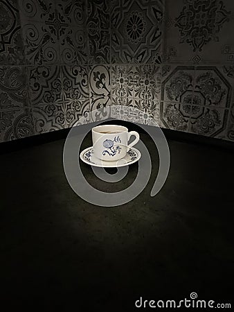 Cup of coffee inside the corner Stock Photo