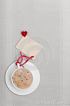 White cup coffee hot drink heart symbol love blank card copy-space Stock Photo