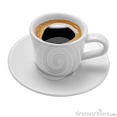 White cup of coffee on a white background. Isolate. Stock Photo
