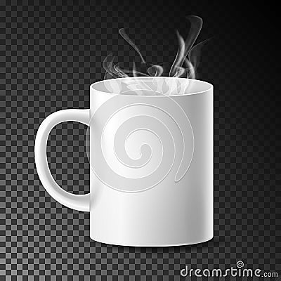 White Cup, Mug Vector. Realistic Ceramic Or Plastic Cup On Transparent Background. Empty Classic Cafe Cup With Vector Illustration