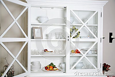 White Cupboard Stock Photo