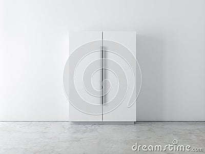 White cupboard wardrobe near white wall Stock Photo