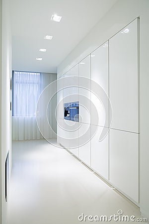 White cupboards in luxury kitchen Stock Photo