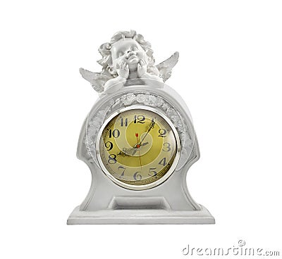 White Cupid clock figurine. Stock Photo