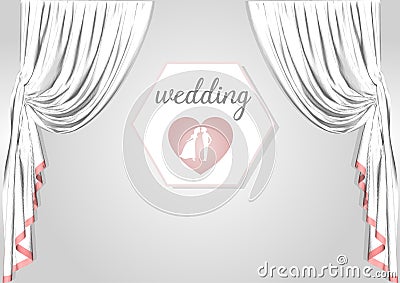 white curtain wedding scene day of love vector illustration Vector Illustration