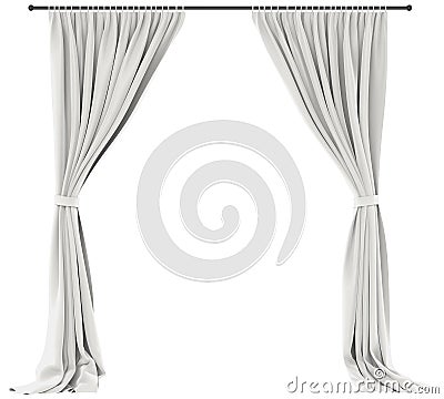 White Curtains Isolated Stock Photo