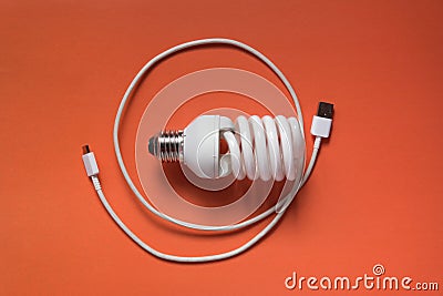 White curved light bulb Stock Photo