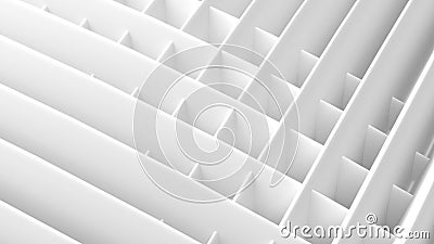 White curved lines, an animated abstract background with white curved waves, 3D rendering Stock Photo