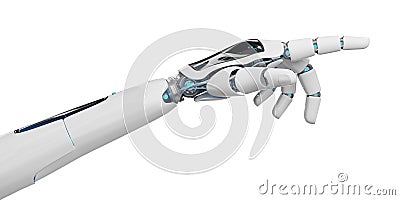 White cyborg pointing his finger 3D rendering Stock Photo