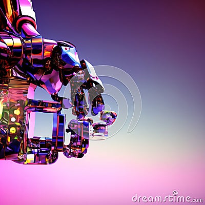 White cyborg robotic hand pointing his finger - 3D rendering isolated on free background. Stock Photo