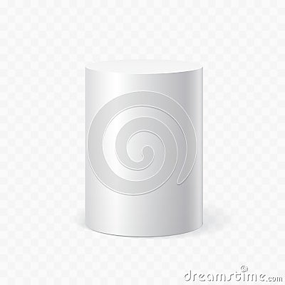 White cylinder on transparent background Vector Illustration