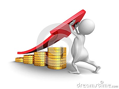 White 3d Man And Successful Business Golden Coins Bar Graph Stock Photo